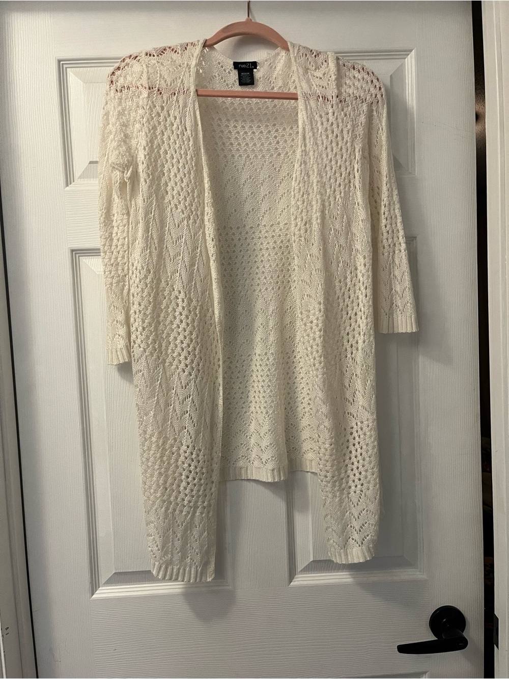 Rue21 Open-Front Crochet Cardigan Sweater - Cream